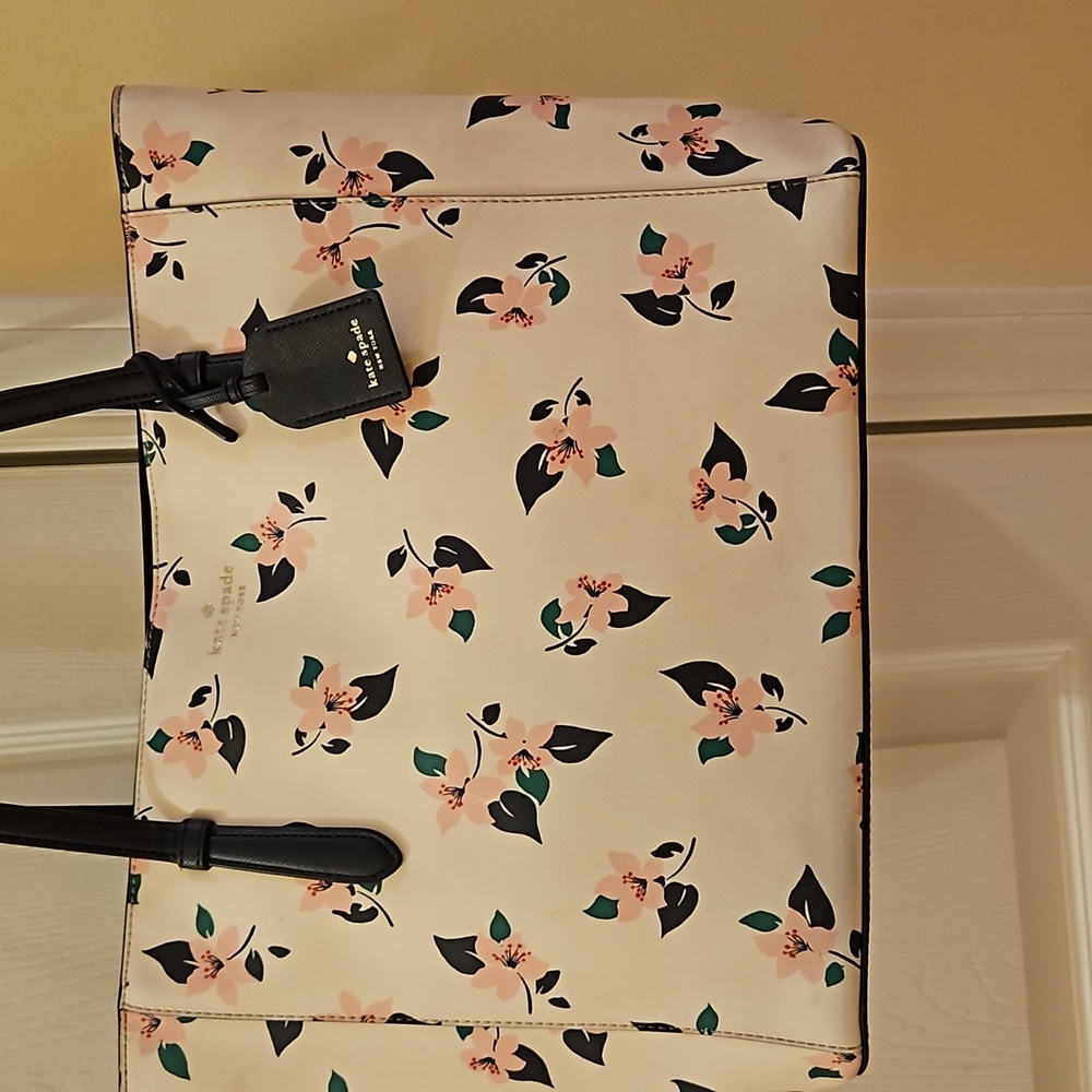 Kate Spade Floral Tote Bag - Cream and Black